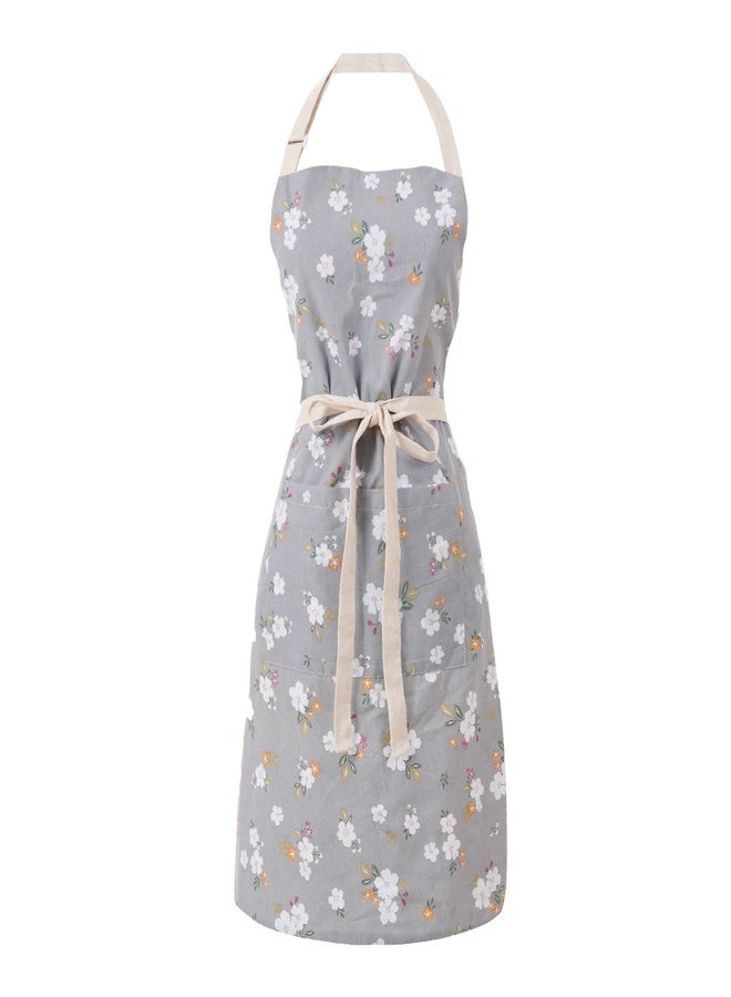 Aoomzoon Kitchen Aprons for Women with 2 Pockets,Double Sided Vintage Adjustable Apron for Gardening Cooking Arting Painting (Grey) - Image 1