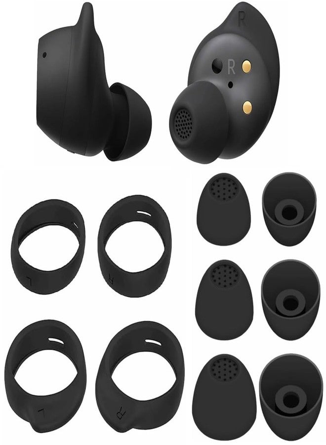 BLLQ Replacement for Samsung Galaxy Buds FE Wing Tip Ear Tip 10 PCS Accessories, Silicone Earbuds Wingtips 2 Pairs and Eartips 3 Pairs for Galaxy Buds FE, Black - Image 1