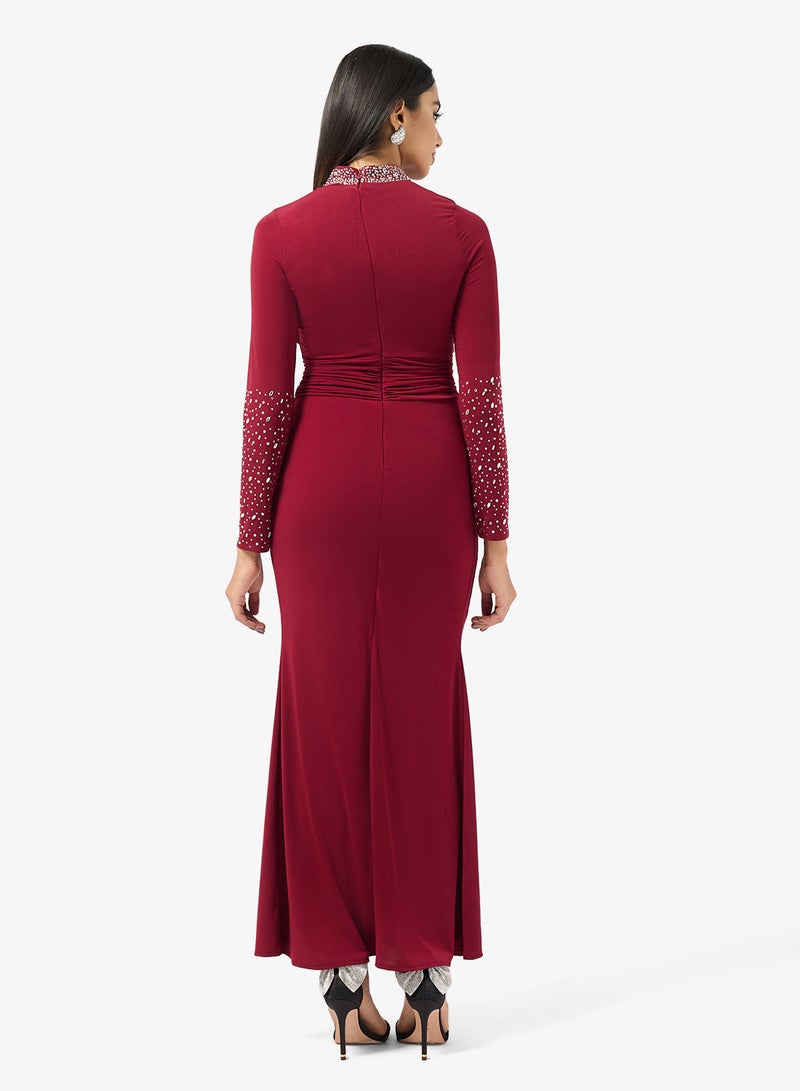 Khizana Draped Dress With Embellished Neck - Image 2