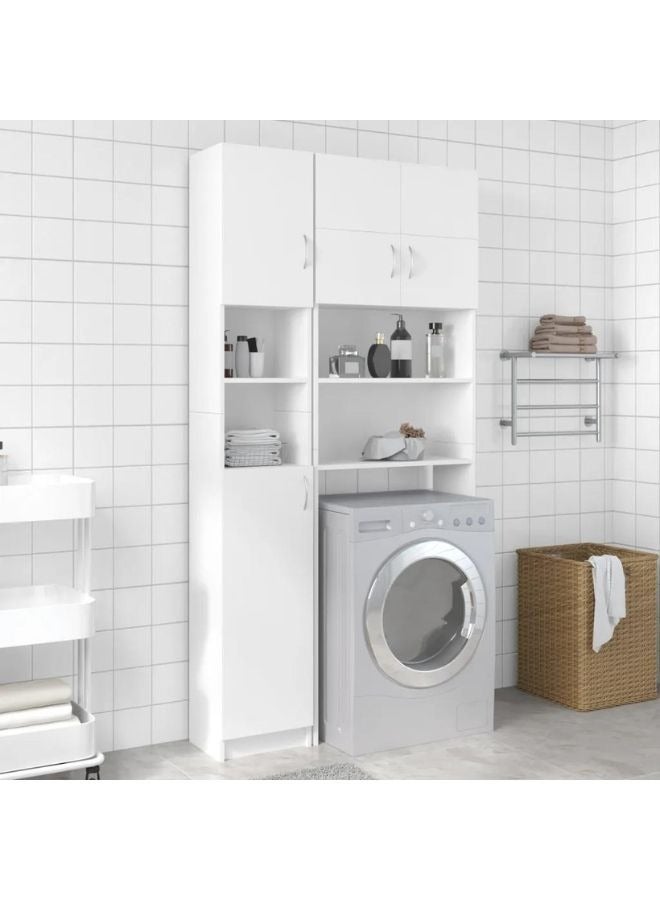 vidaxl Bathroom Cabinet White 32x25.5x190 cm Engineered Wood - Image 1