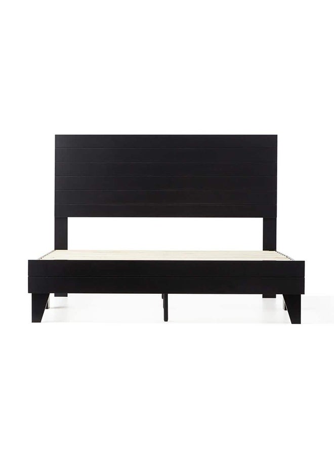 Shiplap White MDF Laminate Wood Panel Bed 120x200cm Twin size Bed in Black Color