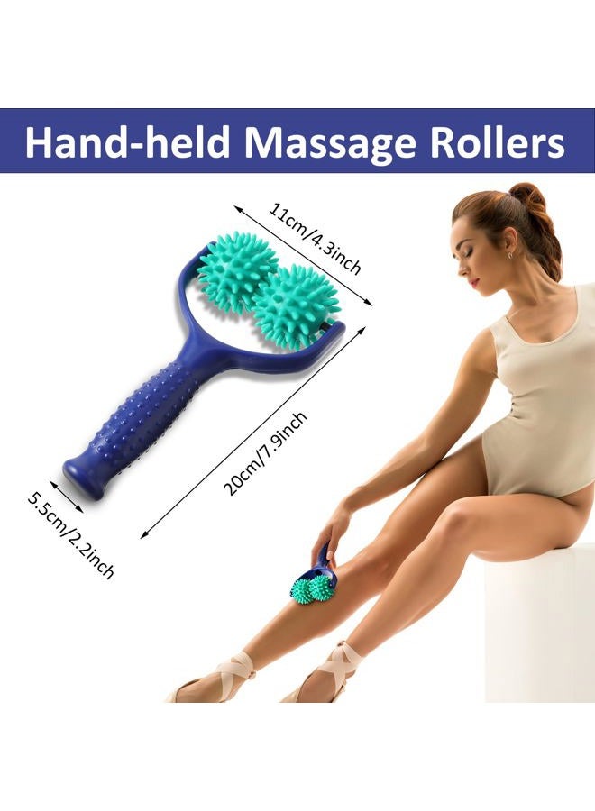 APLZGMG Handheld Spiky Massage Balls Rollers, 2 Wheel Spiky Massage Ball Rollers Silicone Manual Massage Roller with Handle Pressure Point Muscle Massage Tool for Foot Arm Body Neck Leg Pain Pressure Relief - Image 2