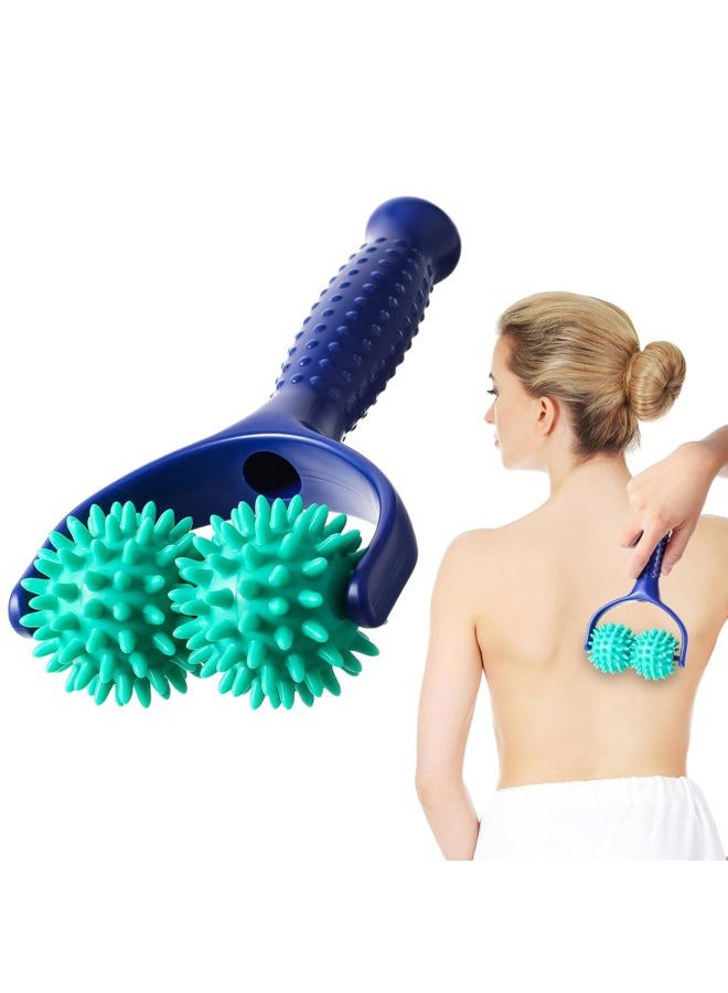 APLZGMG Handheld Spiky Massage Balls Rollers, 2 Wheel Spiky Massage Ball Rollers Silicone Manual Massage Roller with Handle Pressure Point Muscle Massage Tool for Foot Arm Body Neck Leg Pain Pressure Relief - Image 1