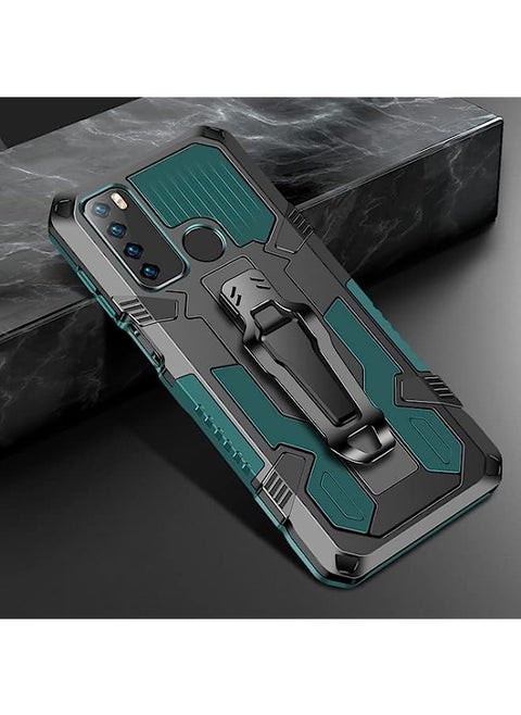 HuHa Case Cover Compatible For Infinix Note7 Lite/Hot 9 Machine Armor Warrior Shockproof PC + TPU Protective Case Army Green