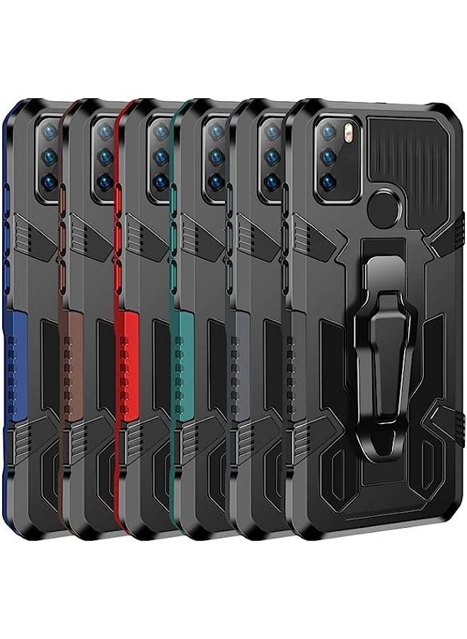 HuHa Case Cover Compatible For Infinix Note7 Lite/Hot 9 Machine Armor Warrior Shockproof PC + TPU Protective Case Army Green