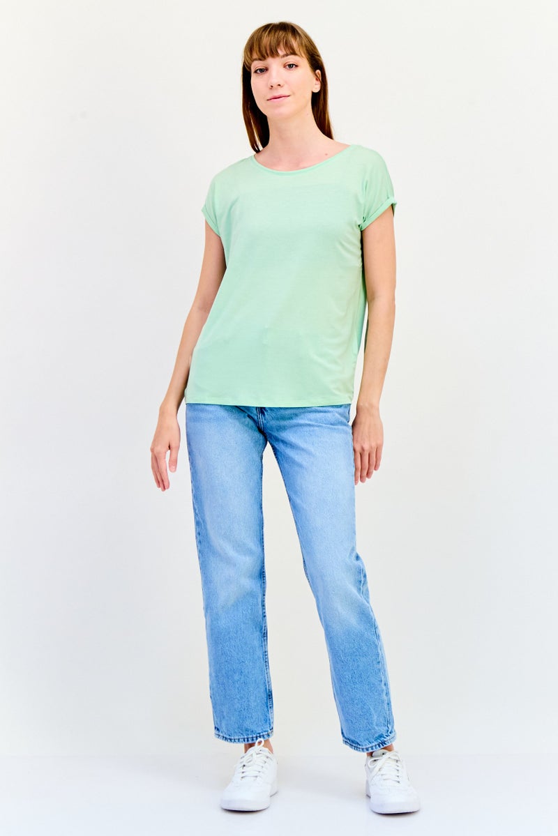 VERO MODA تي شيرتات نسائية بأكمام قصيرة و ياقة دائرية، أخضر - Image 4