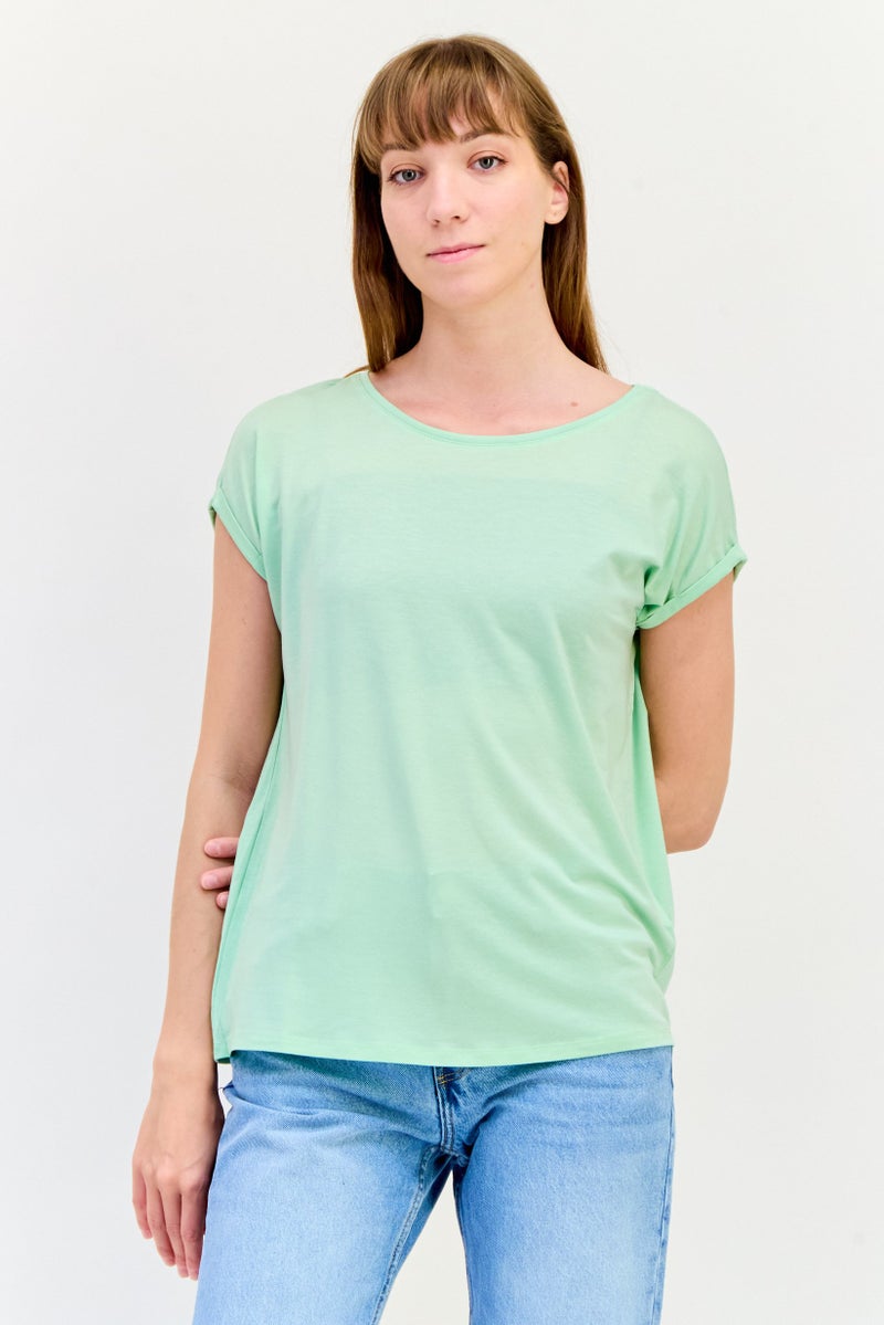 VERO MODA تي شيرتات نسائية بأكمام قصيرة و ياقة دائرية، أخضر - Image 1