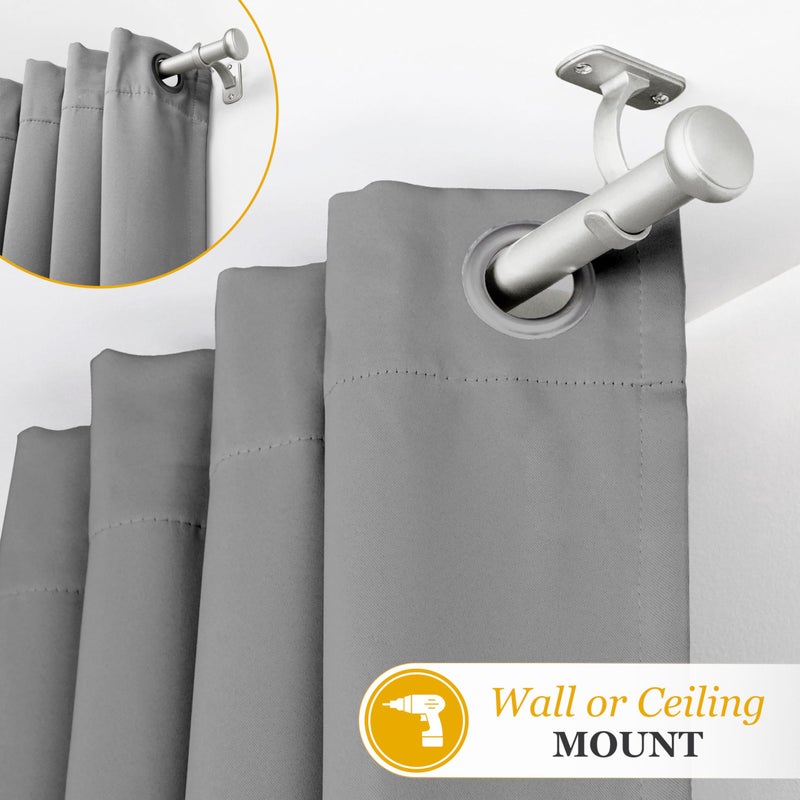 Kenney Weaver Cap End IndoorOutdoor Brushed Nickel Silver Curtain Rod Adjustable 37 to 72 Inch Rod for Windows and Patio - Image 5