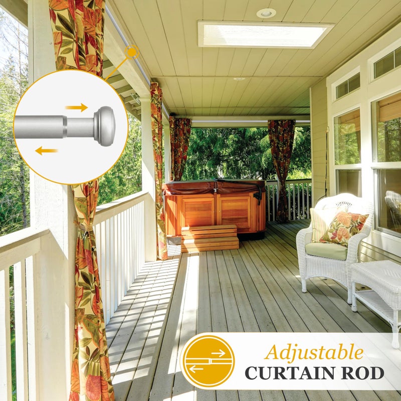 Kenney Weaver Cap End IndoorOutdoor Brushed Nickel Silver Curtain Rod Adjustable 37 to 72 Inch Rod for Windows and Patio - Image 3