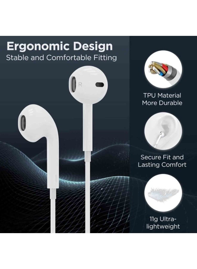 Earldom ET-E43 Wired Stereo Earphones with Mic 3.5mm Jack In-Ear Headphones with HD Sound, Deep Bass & Inline Control Universal Compatibility for Mobile, Tablet & Laptop White - Image 5