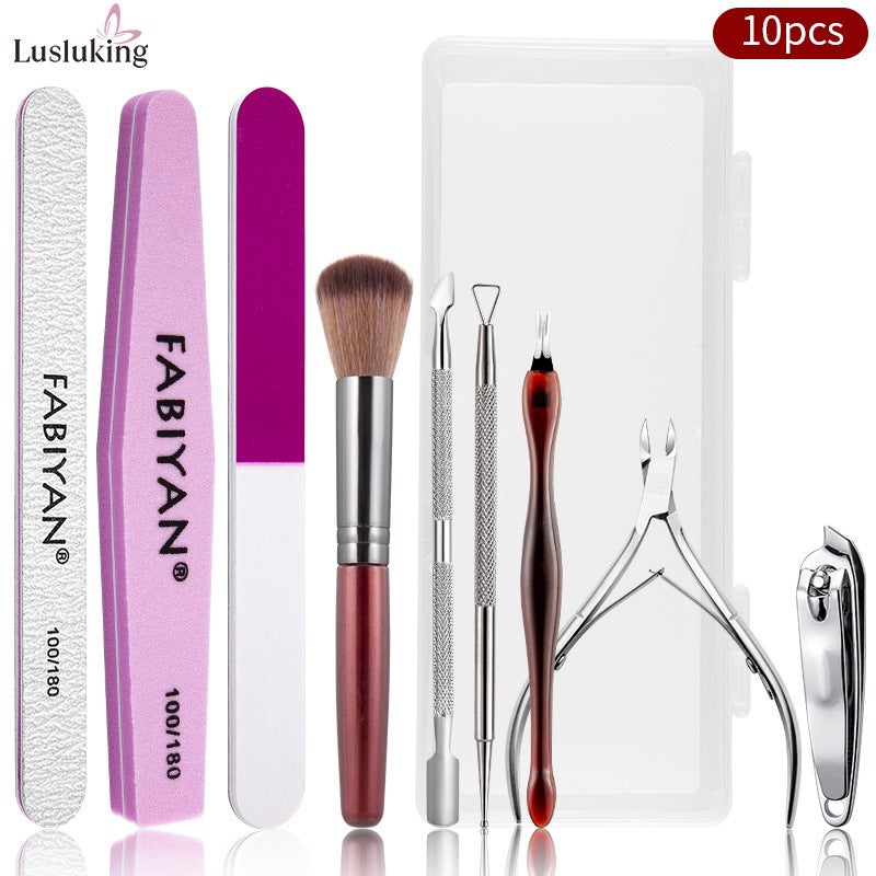 Stainless Steel Color Titanium Multi-Piece Nail Art Tool Armor-Removing Steel Push Manicure Nail Art Tool Set Nursing Kit - Image 5