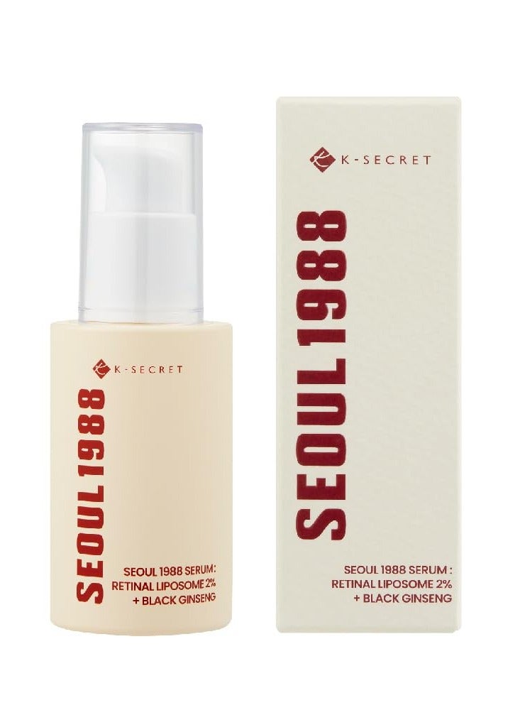 K-SECRET SEOUL 1988 Serum : Retinal Liposome 2% + Black Gingeng, 30ml/1.01fl.oz | 58% Black Gingeng Extract with Retinal, Bakuchiol, Vitamin C & 3 Peptides for Wrinkle Care | Korean Skincare | - Image 1