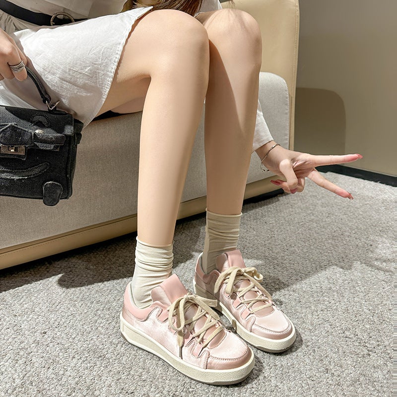 Casual Shoes Miu Board Shoes 2024 Spring Round Head Muffin Fashion Thick Bottom Small White Shoes Sneaker 41-44 Yards - Image 2