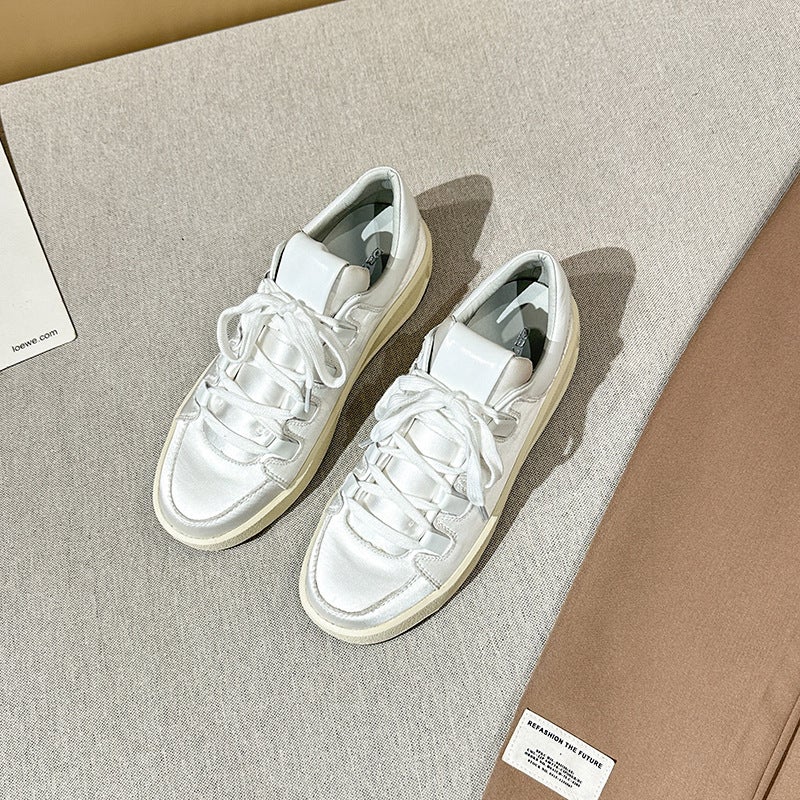 Casual Shoes Miu Board Shoes 2024 Spring Round Head Muffin Fashion Thick Bottom Small White Shoes Sneaker 41-44 Yards - Image 1
