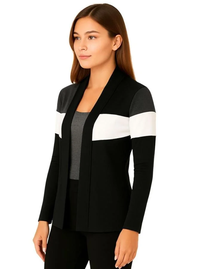 PAUSE PAUSE Color Block Open Front Shrug