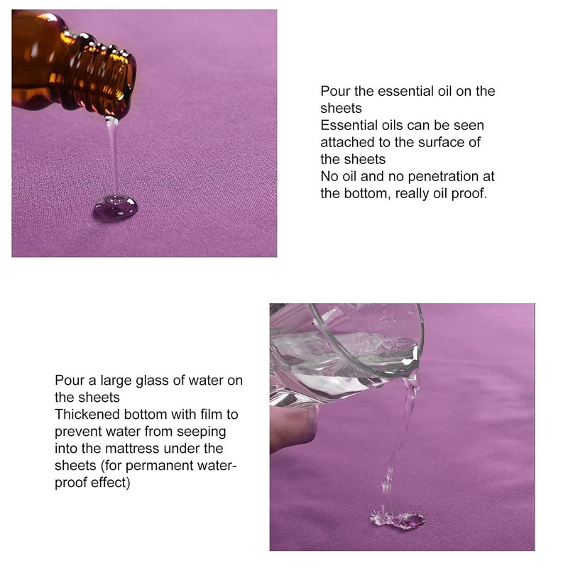 woobles Massage Table Cover, Beauty Salon Bed Sheet Breathable Spa Beauty Bed Fitted Sheets Moisture Absorption Beauty Massage For Fitted Sheets Bed Sheet(Purple + Pink) - Image 4