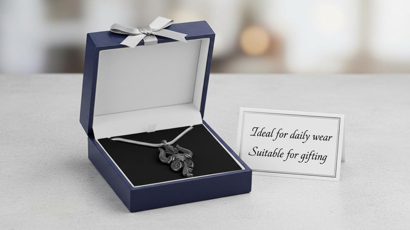 AFH Lord Shiva Om Trishul Damaru Grey Locket with Snake Chain Religious Décor Hanging Ornament - Image 5