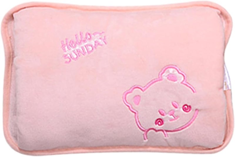 زجاجة ماء ساخن كهربائية وردية قابلة لإعادة الشحن مع غطاء مخملي لتشنجات الدورة الشهرية وآلام العضلات - Image 2