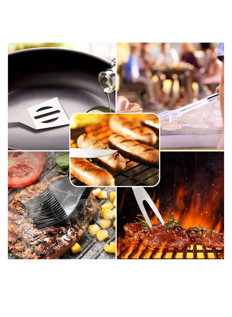 Excefore BBQ Tools Set, 5pcs Stainless Steel Portable Grill Accessories, for Home Patio Backyard Grilling Lawn Camping Hiking, Picnics Kitchen, Grill Tool with Knife Brush Fork Spatula Tong, with Oxford Bag - Image 3