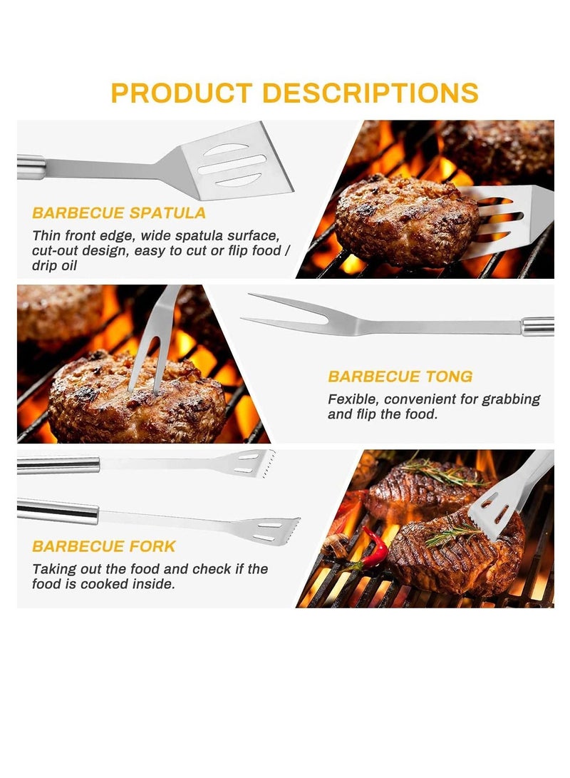 Excefore BBQ Tools Set, 5pcs Stainless Steel Portable Grill Accessories, for Home Patio Backyard Grilling Lawn Camping Hiking, Picnics Kitchen, Grill Tool with Knife Brush Fork Spatula Tong, with Oxford Bag - Image 2