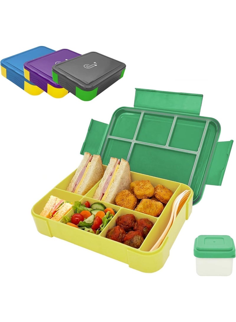 4h Essentials Premium Leak Proof Bento Lunch Box with 6 Compartments – BPA Free, Microwave Safe lunch box for Adults & Kids daily use for School, Office and Travel (Green) - Image 5