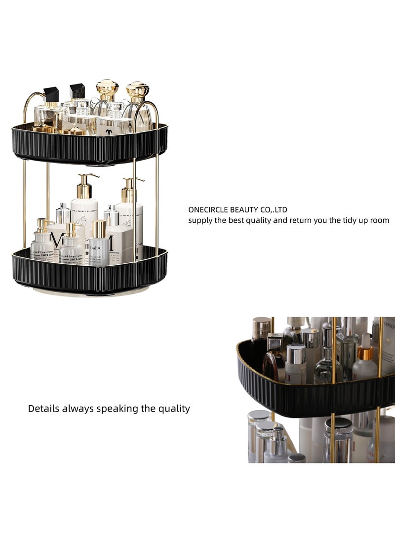 ONECIRCLE Rotating Makeup Organizer for Vanity,Double Tier Cosmetic organizer fits for Cosmetic Display,Skincare Organizer,Bathroom countertop and Lotions Storage & Display (black) - Image 5