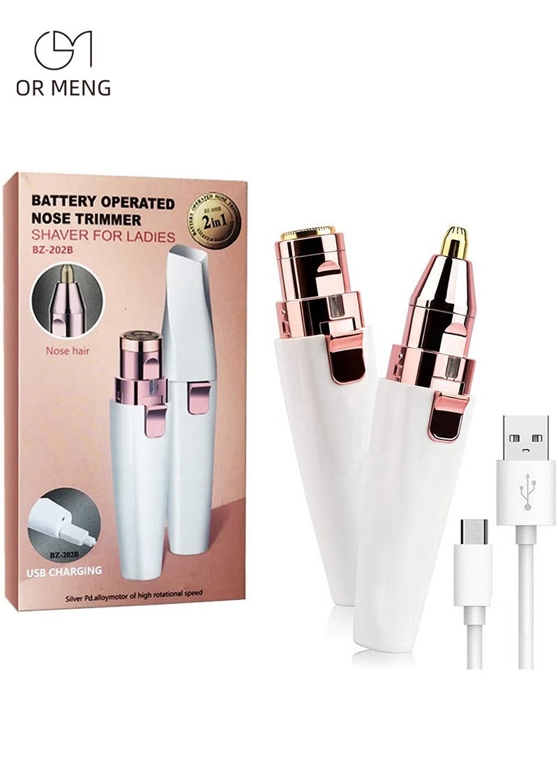 OR MENG Electric Eyebrow Trimmer, Facial Hair Removal for Women, Painless Epilator Hair Remover Device with 2 Pcs Replacement Heads , USB Rechargeable Face Electric Razor and Trimmer for Ladies Lip, Chin, Arms - Image 1