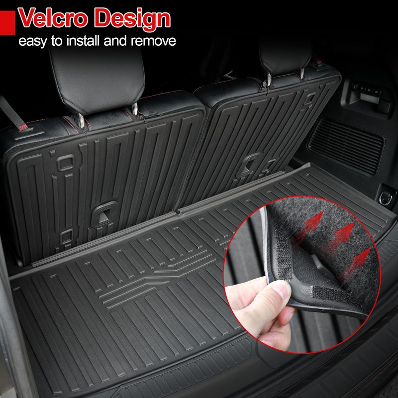 HOUCLEMIC Floor Mats for 2020-2025 2026 Ford Explorer 7 seat Accessories, Cargo Mat with Backrest Mat All Weather TPE Waterproof for Ford Explorer 7 Passenger Bench Seat ST Accessories 2025 2024 2023 - Image 5