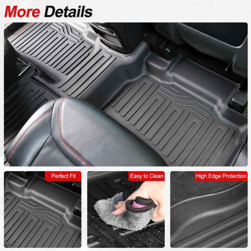 HOUCLEMIC Floor Mats for 2020-2025 2026 Ford Explorer 7 seat Accessories, Cargo Mat with Backrest Mat All Weather TPE Waterproof for Ford Explorer 7 Passenger Bench Seat ST Accessories 2025 2024 2023 - Image 3