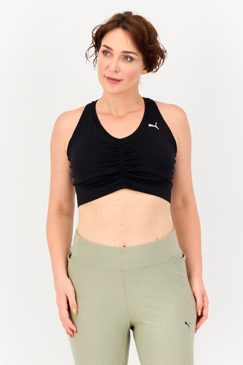 PUMA Women Plus Size Brand Logo Padded Sports Bra, Black - Image 1