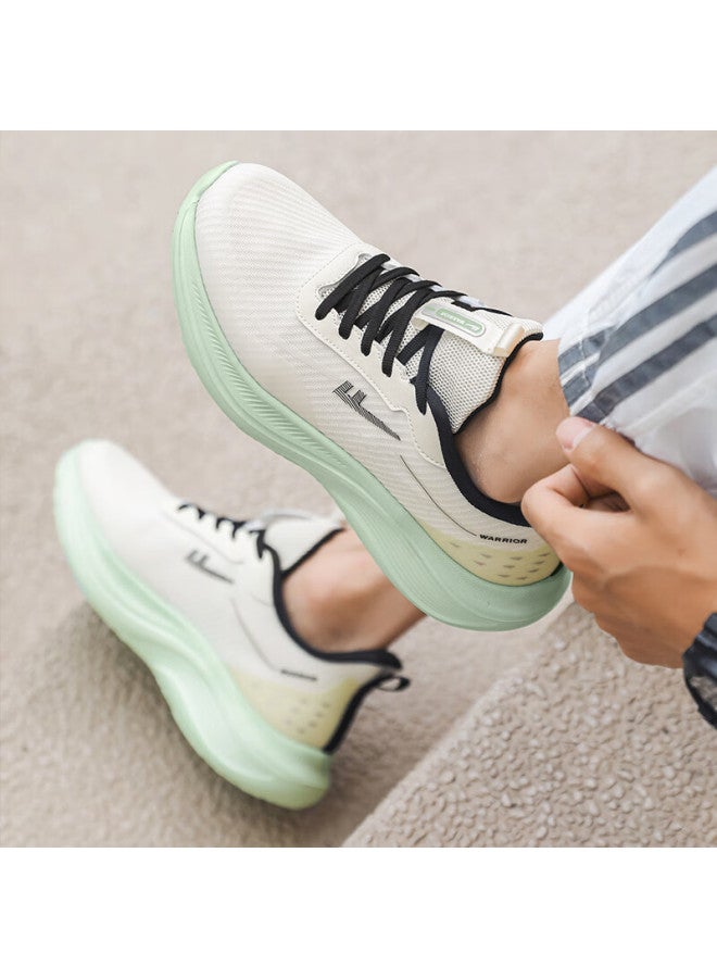 Pull Back Warrior Men's Mesh Sports Shoes Casual Lightweight Cushioned Soft Sole Running Shoes Wxym205 Beige Green Size 43 - Image 4