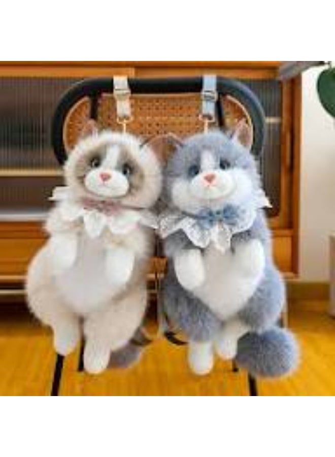 Dreamzon Cute Cat Plush Backpack with Meow Sound | Soft Kawaii Stuffed Animal Shoulder & Crossbody Bag - Image 3
