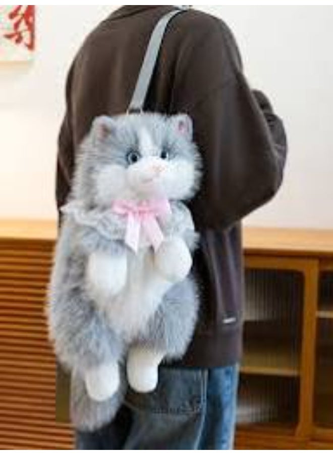 Dreamzon Cute Cat Plush Backpack with Meow Sound | Soft Kawaii Stuffed Animal Shoulder & Crossbody Bag - Image 5