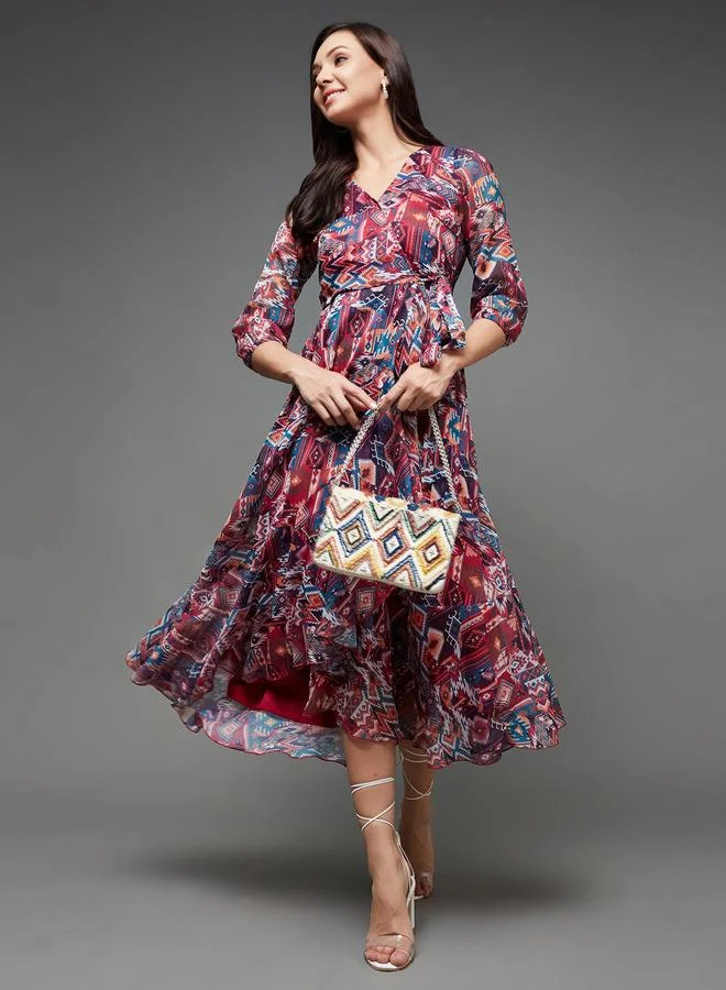 Miss Chase Multi All Over Print A-Line Maxi Dress