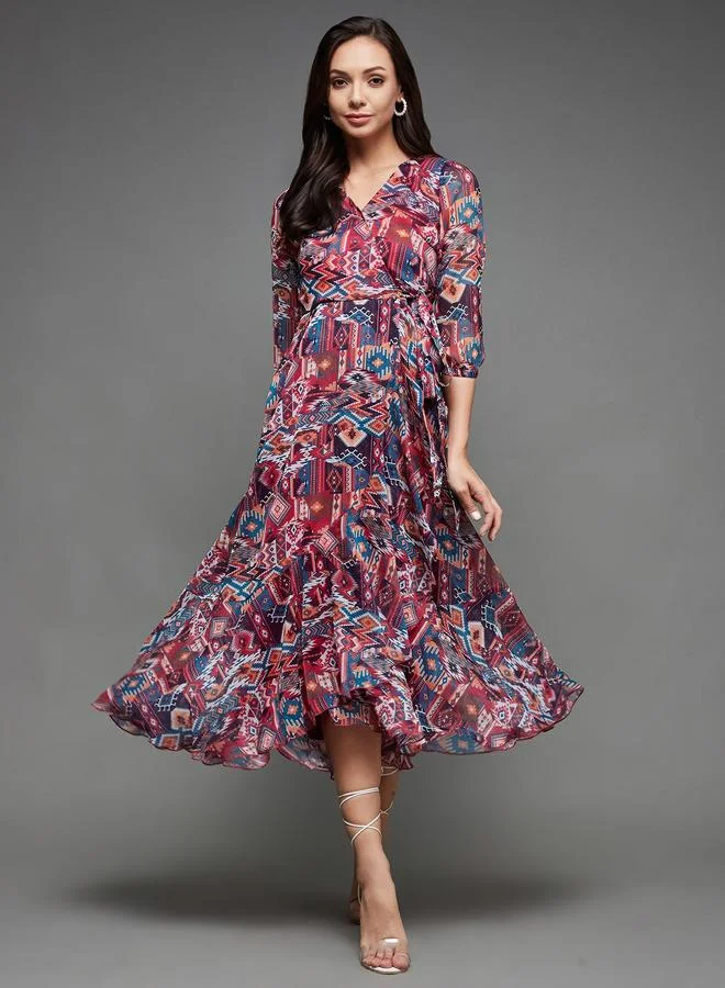 Miss Chase Multi All Over Print A-Line Maxi Dress