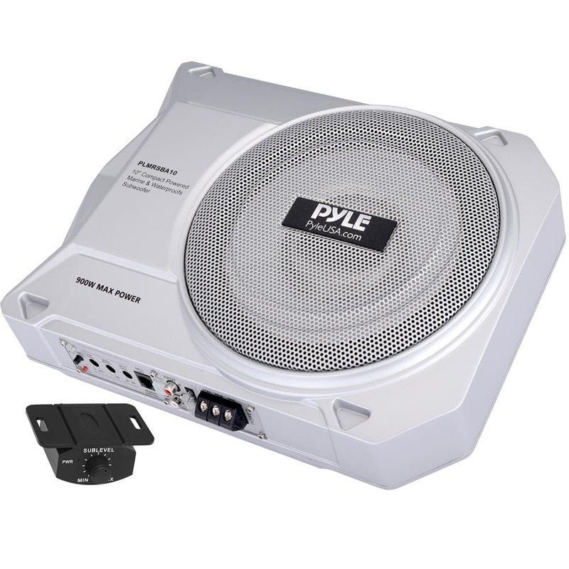 Pyle 10Inch LowProfile Amplified Subwoofer System 900 Watt Compact Enclosed Active Marine Underseat Car Subwoofer with Built In Amp Powered Car Subwoofer w Low High Level Inputs - Image 2