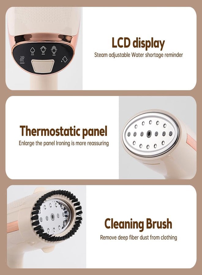 Cornesty Handheld Steamer for Clothes 1500W 20s Heatup Fabric Wrinkles Remover Portable Handheld Garment Steamer with Removable Water Tank and Fabric Brush Steamer for Garments(champagne) - Image 4