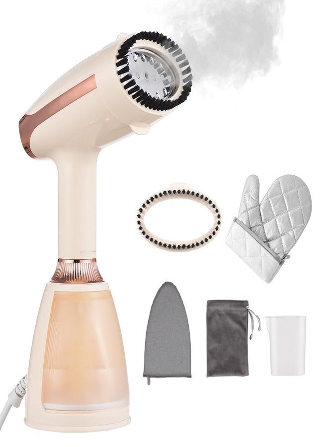 Cornesty Handheld Steamer for Clothes 1500W 20s Heatup Fabric Wrinkles Remover Portable Handheld Garment Steamer with Removable Water Tank and Fabric Brush Steamer for Garments(champagne) - Image 1