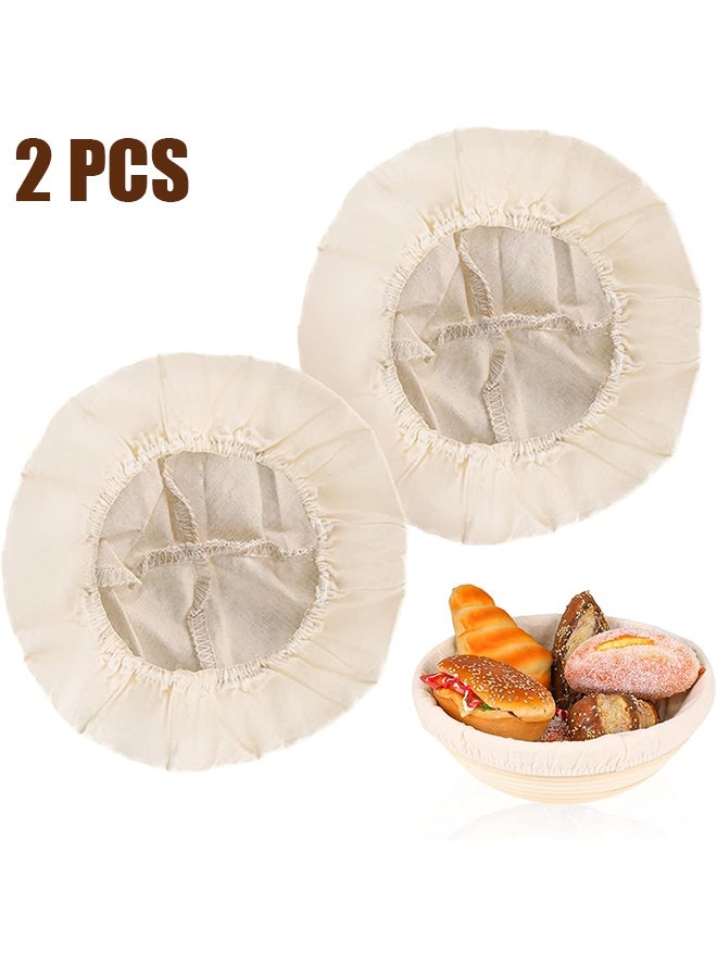 HY 2 Pcs Bread Proofing Basket Cloth Liner Baking Dough Basket Cover Natural Rattan Banneton Proofing Cloth for Bakery Home Baking, about 10 inch - Image 1