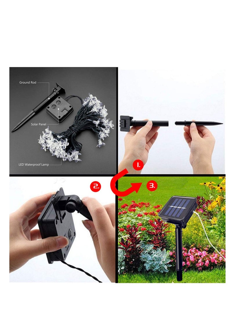 Solar Powered LED Flower String Lights with 8 Modes for Outdoor Garden and Party Decorations Waterproof Multi Color - Image 4