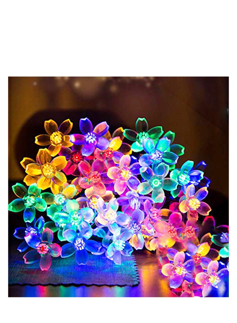 Solar Powered LED Flower String Lights with 8 Modes for Outdoor Garden and Party Decorations Waterproof Multi Color - Image 1