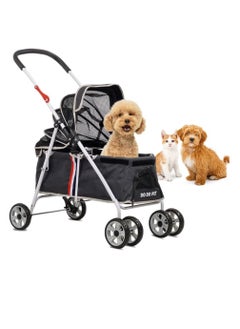 NNC PETS Dog stroller with Adjustable canopy, Ergonomic handle, Side pocket, and Lockable wheels, Pet stroller for cats and dogs, Ideal for Outdoor walks, Travel, and Veterinary visits 91 cm (Black)  - Image 1