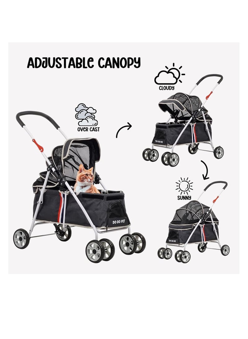 NNC PETS Dog stroller with Adjustable canopy, Ergonomic handle, Side pocket, and Lockable wheels, Pet stroller for cats and dogs, Ideal for Outdoor walks, Travel, and Veterinary visits 91 cm (Black) - Image 3