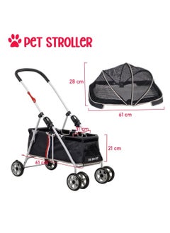 NNC PETS Dog stroller with Adjustable canopy, Ergonomic handle, Side pocket, and Lockable wheels, Pet stroller for cats and dogs, Ideal for Outdoor walks, Travel, and Veterinary visits 91 cm (Black)  - Image 4
