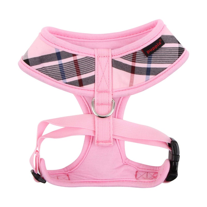 Puppia Junior Over-The-Head Dog Harness Checkered Pattern No Choke No Pull Adjustable Chest Belt Walking Training for Small and Medium Dog, Small, Pink - Image 2