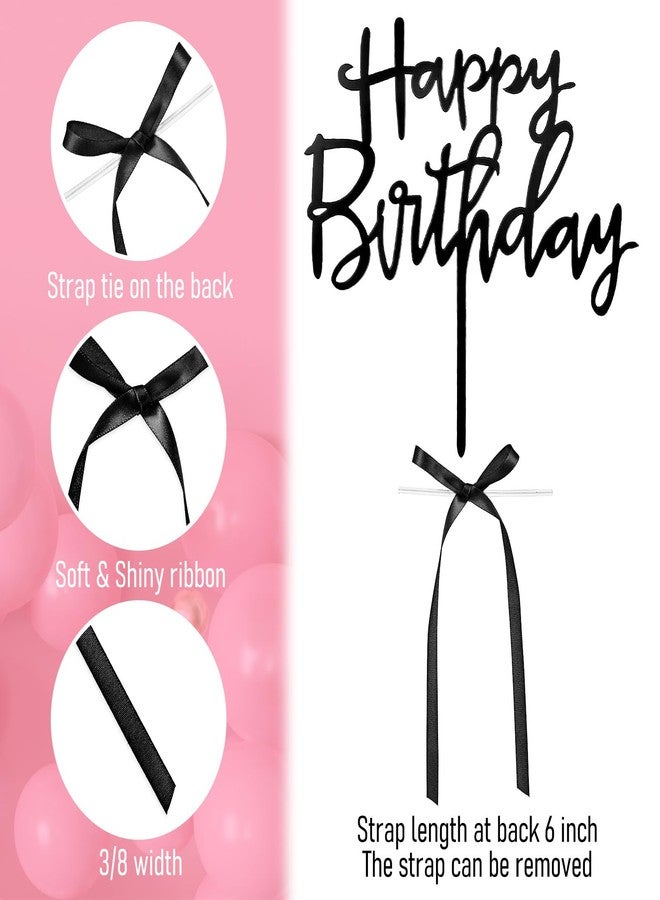 Larrel Black Bow Cake Topper, Vintage Elegant Happy Birthday Cake Toppers, Cute Coquette Themed Party Supplies for Wedding Anniversary Birthday Party Supplies - Image 3
