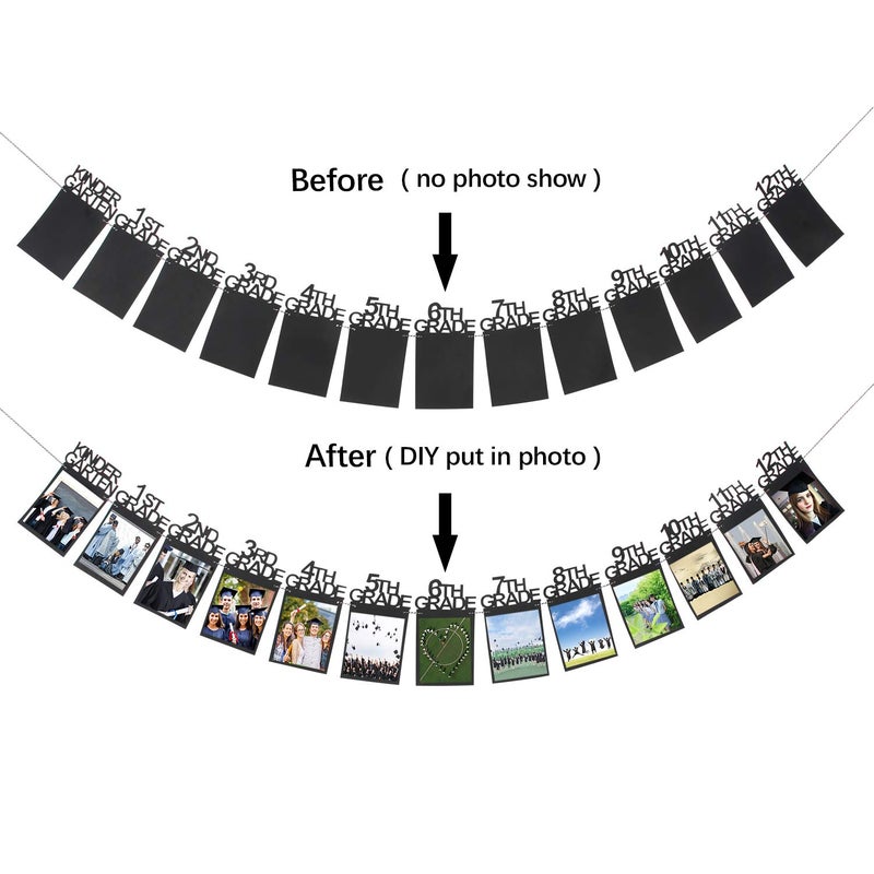INNORU Graduation Photo Banner  Black 1st - 12th Grade Banner Congrats Graduate Sign - Grad Photo Props Decorations Supplies - Image 2
