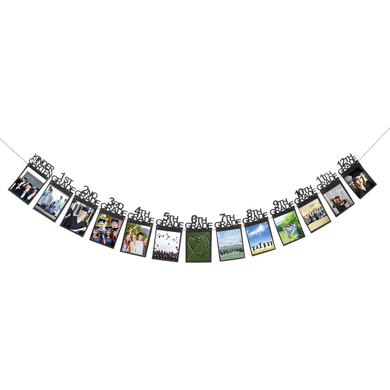 INNORU Graduation Photo Banner  Black 1st - 12th Grade Banner Congrats Graduate Sign - Grad Photo Props Decorations Supplies - Image 1