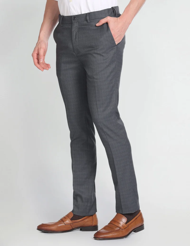 Arrow Charcoal Super Slim Fit Formal Trousers for Men | Best Price UAE