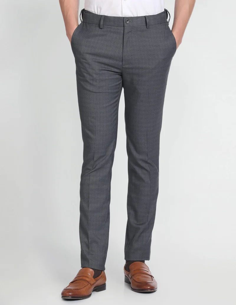 Arrow Charcoal Super Slim Fit Formal Trousers for Men | Best Price UAE